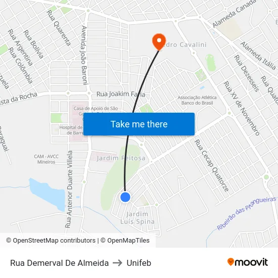 Rua Demerval De Almeida to Unifeb map