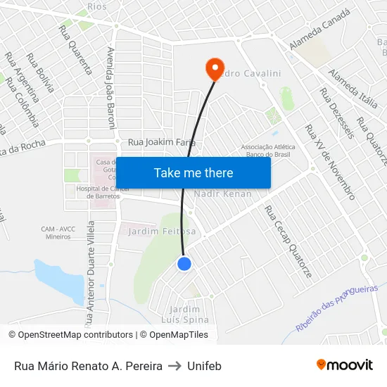 Rua Mário Renato A. Pereira to Unifeb map