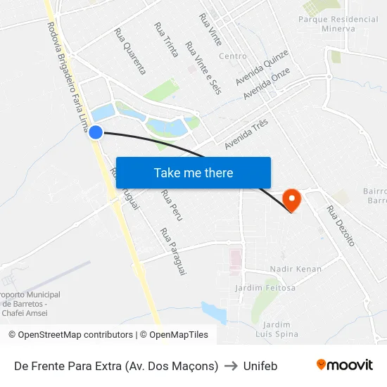 De Frente Para Extra (Av. Dos Maçons) to Unifeb map