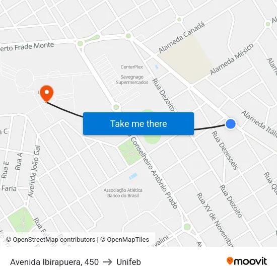 Avenida Ibirapuera, 450 to Unifeb map