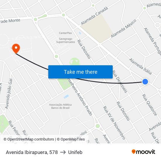 Avenida Ibirapuera, 578 to Unifeb map