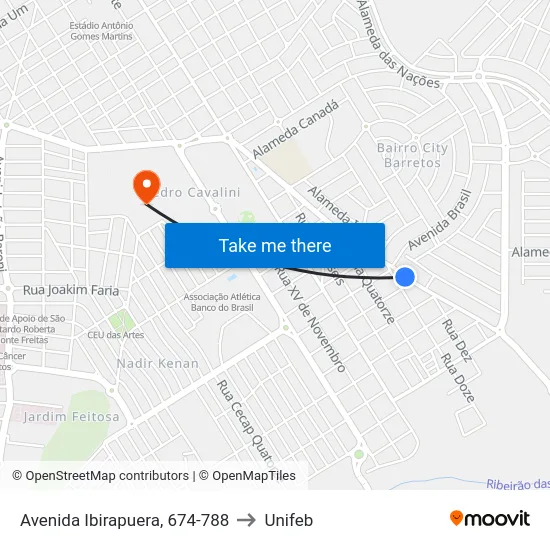 Avenida Ibirapuera, 674-788 to Unifeb map
