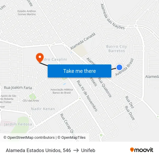 Alameda Estados Unidos, 546 to Unifeb map