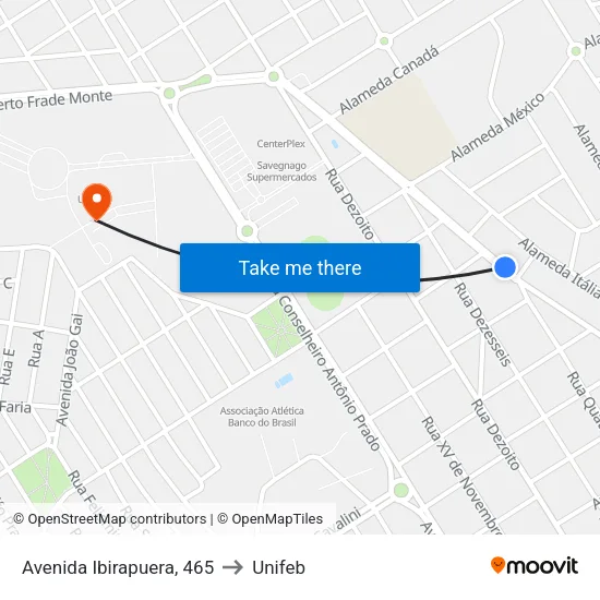 Avenida Ibirapuera, 465 to Unifeb map