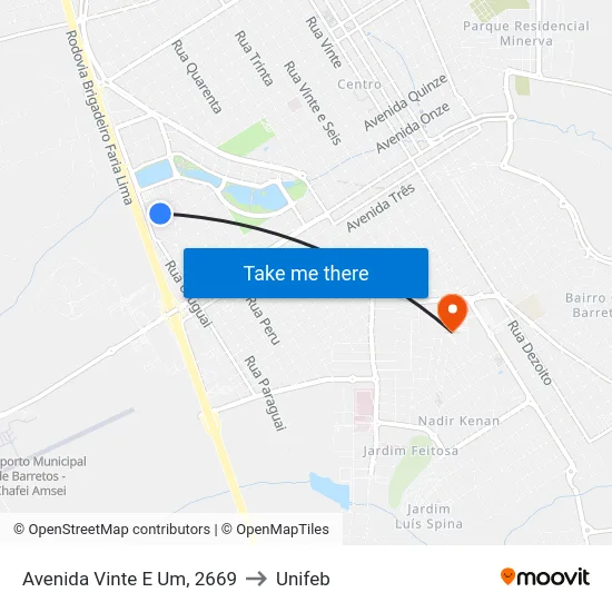 Avenida Vinte E Um, 2669 to Unifeb map