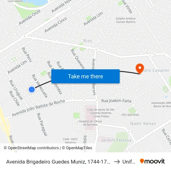 Avenida Brigadeiro Guedes Muniz, 1744-1790 to Unifeb map