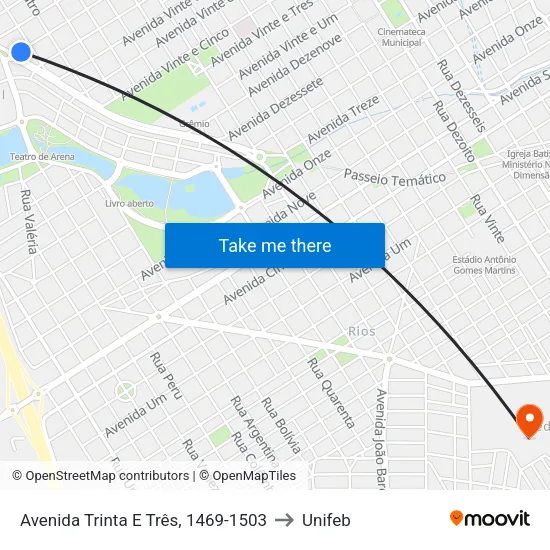 Avenida Trinta E Três, 1469-1503 to Unifeb map