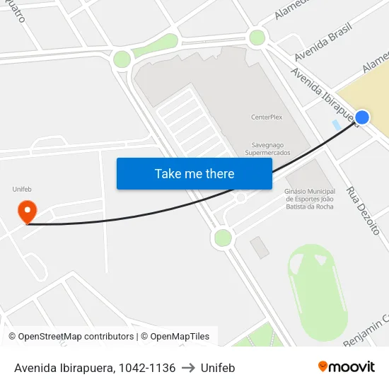 Avenida Ibirapuera, 1042-1136 to Unifeb map