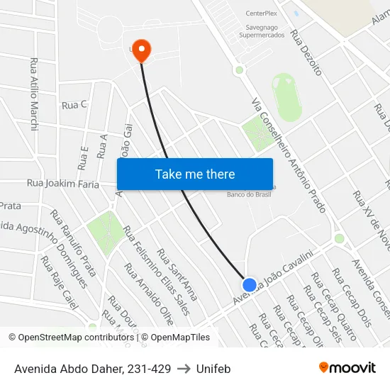 Avenida Abdo Daher, 231-429 to Unifeb map