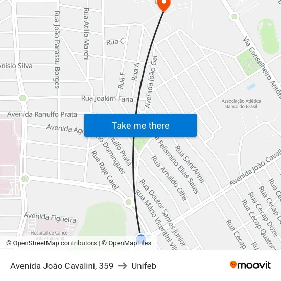 Avenida João Cavalini, 359 to Unifeb map