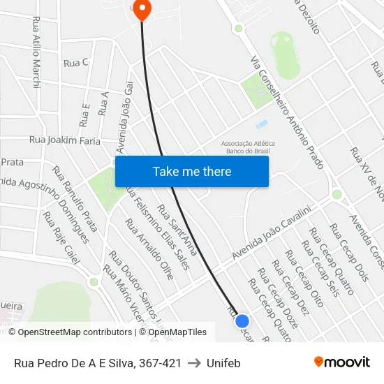 Rua Pedro De A E Silva, 367-421 to Unifeb map