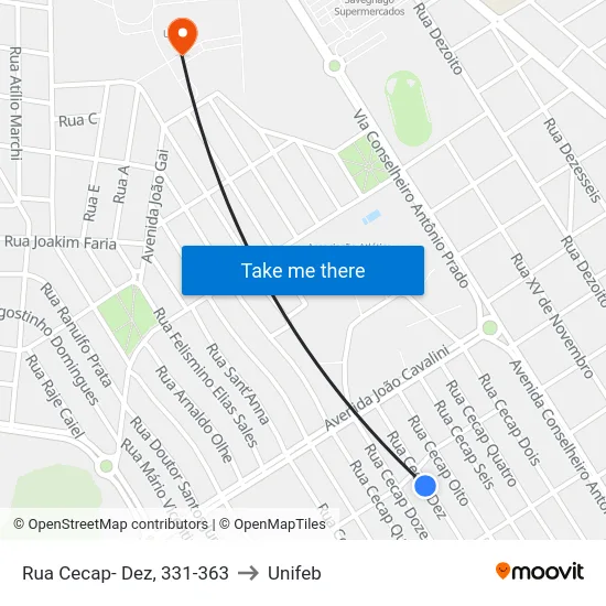 Rua Cecap- Dez, 331-363 to Unifeb map