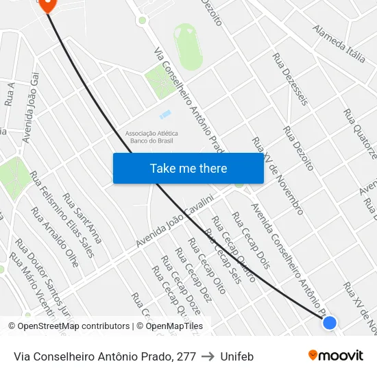 Via Conselheiro Antônio Prado, 277 to Unifeb map