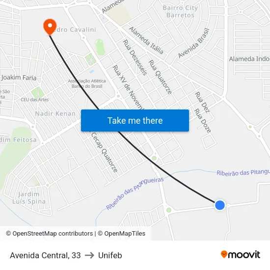 Avenida Central, 33 to Unifeb map