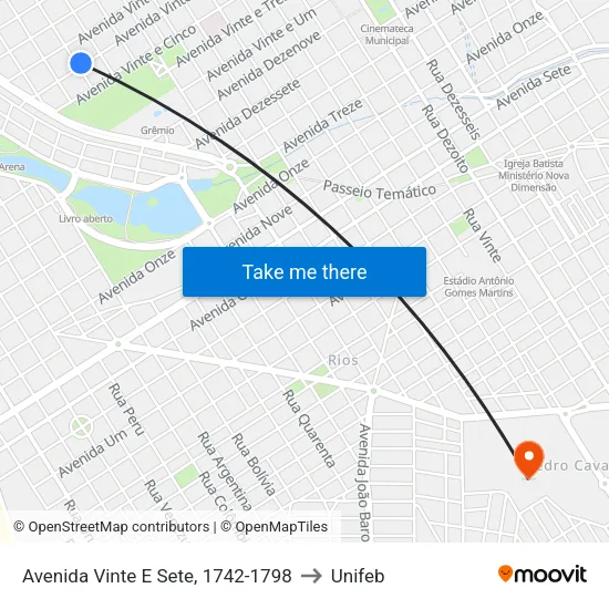 Avenida Vinte E Sete, 1742-1798 to Unifeb map