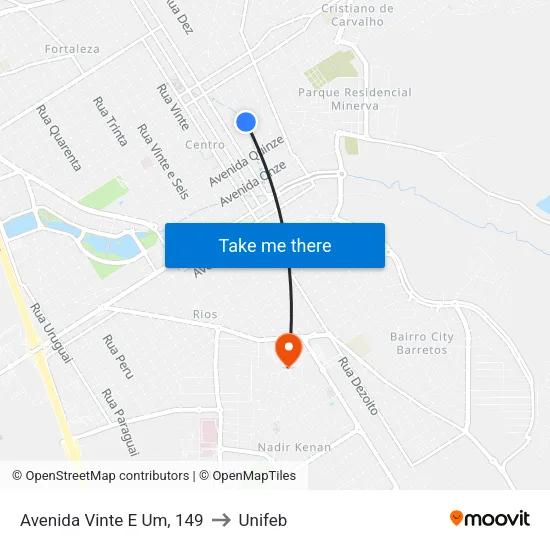 Avenida Vinte E Um, 149 to Unifeb map