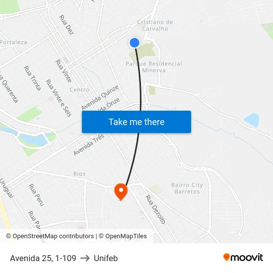 Avenida 25, 1-109 to Unifeb map