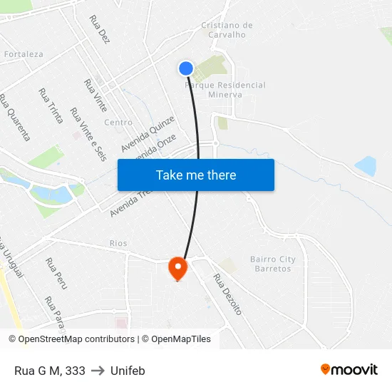 Rua G M, 333 to Unifeb map