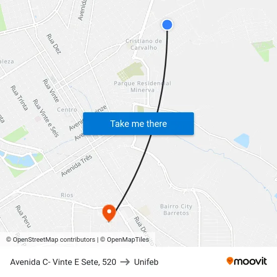 Avenida C- Vinte E Sete, 520 to Unifeb map