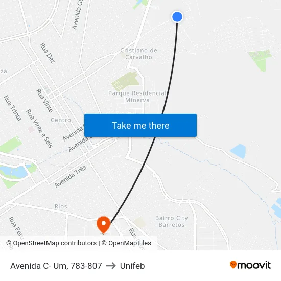 Avenida C- Um, 783-807 to Unifeb map