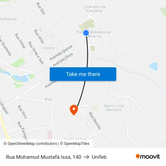 Rua Mohamud Mustafá Issa, 140 to Unifeb map