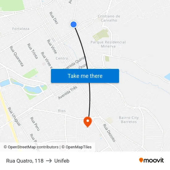 Rua Quatro, 118 to Unifeb map