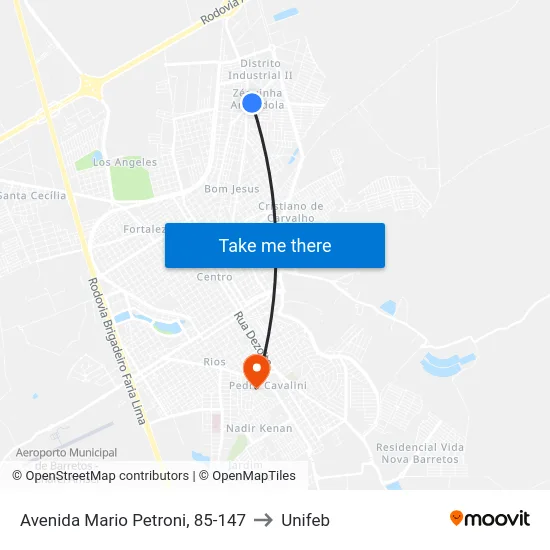 Avenida Mario Petroni, 85-147 to Unifeb map