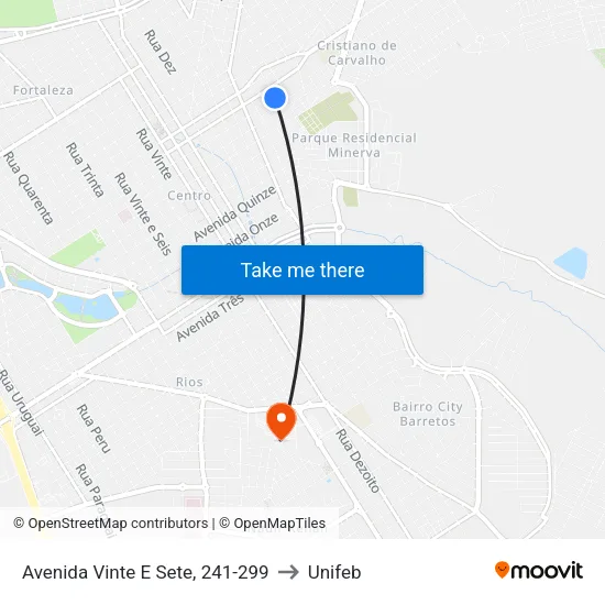 Avenida Vinte E Sete, 241-299 to Unifeb map