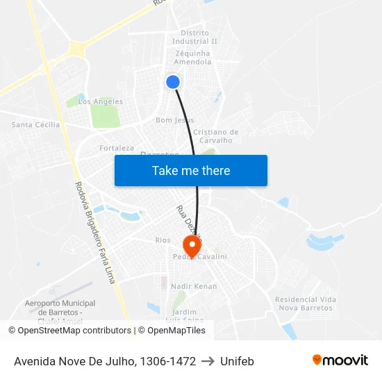 Avenida Nove De Julho, 1306-1472 to Unifeb map