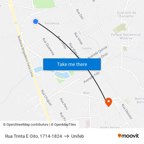 Rua Trinta E Oito, 1714-1824 to Unifeb map