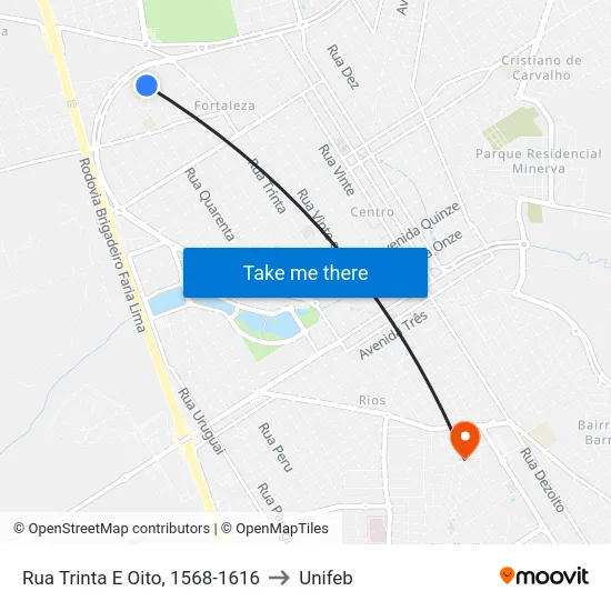 Rua Trinta E Oito, 1568-1616 to Unifeb map