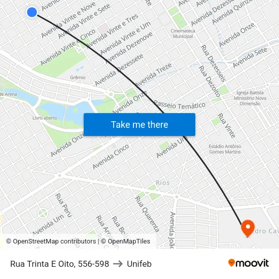 Rua Trinta E Oito, 556-598 to Unifeb map