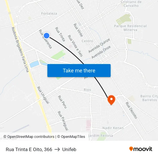 Rua Trinta E Oito, 366 to Unifeb map