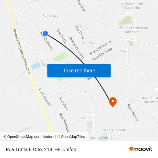 Rua Trinta E Oito, 218 to Unifeb map