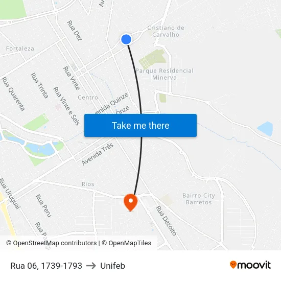 Rua 06, 1739-1793 to Unifeb map