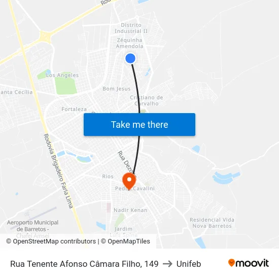 Rua Tenente Afonso Câmara Filho, 149 to Unifeb map