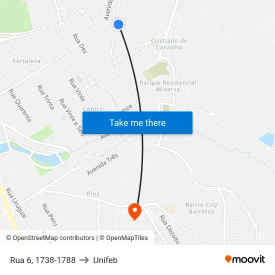 Rua 6, 1738-1788 to Unifeb map