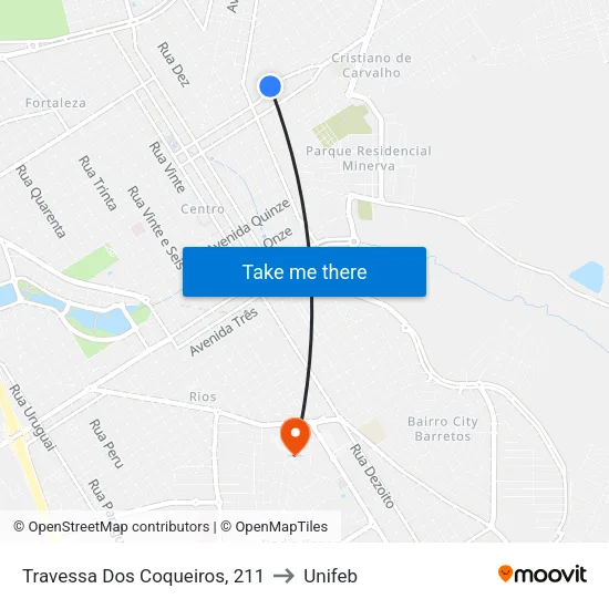Travessa Dos Coqueiros, 211 to Unifeb map