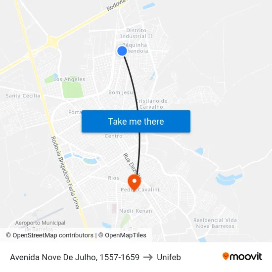 Avenida Nove De Julho, 1557-1659 to Unifeb map