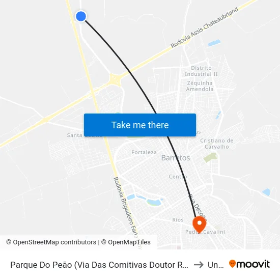 Parque Do Peão (Via Das Comitivas Doutor Roberto Cardoso Alves) to Unifeb map