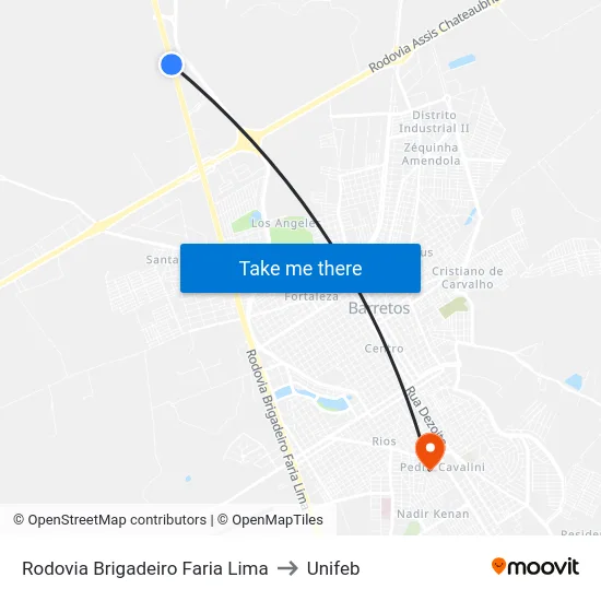 Rodovia Brigadeiro Faria Lima to Unifeb map