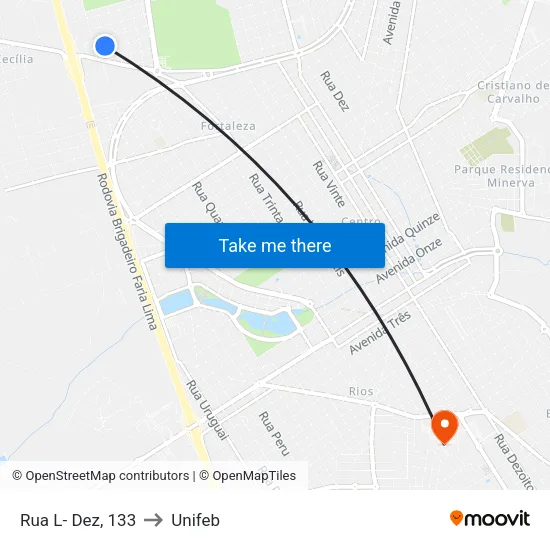 Rua L- Dez, 133 to Unifeb map