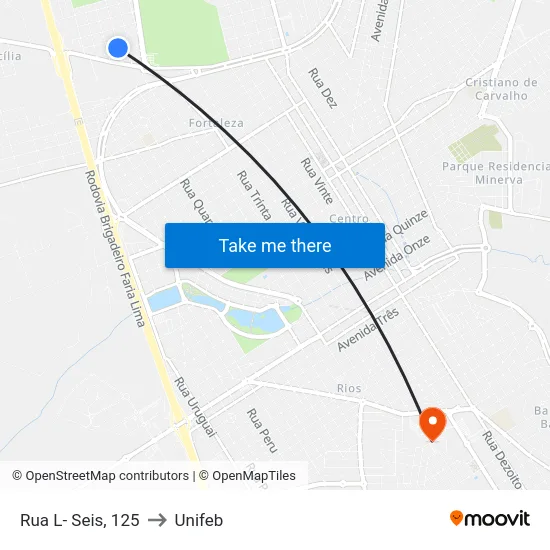 Rua L- Seis, 125 to Unifeb map