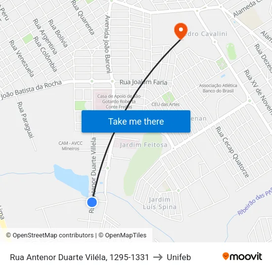 Rua Antenor Duarte Viléla, 1295-1331 to Unifeb map