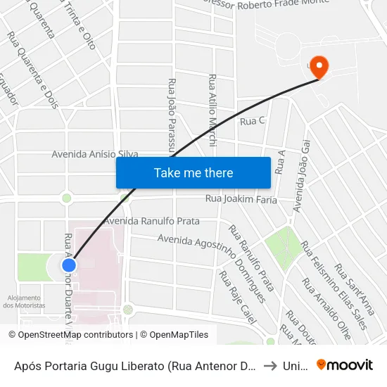 Após Portaria Gugu Liberato (Rua Antenor Duarte Viléla) to Unifeb map