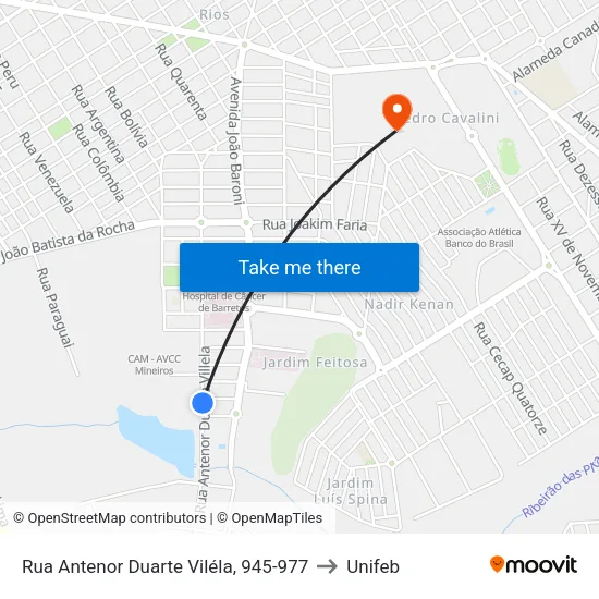 Rua Antenor Duarte Viléla, 945-977 to Unifeb map