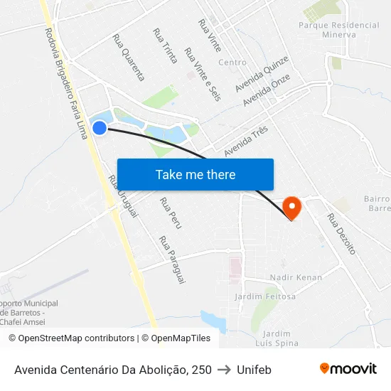 Avenida Centenário Da Abolição, 250 to Unifeb map