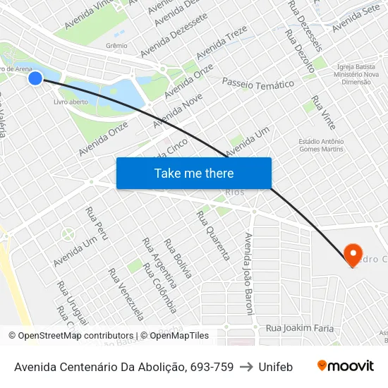 Avenida Centenário Da Abolição, 693-759 to Unifeb map
