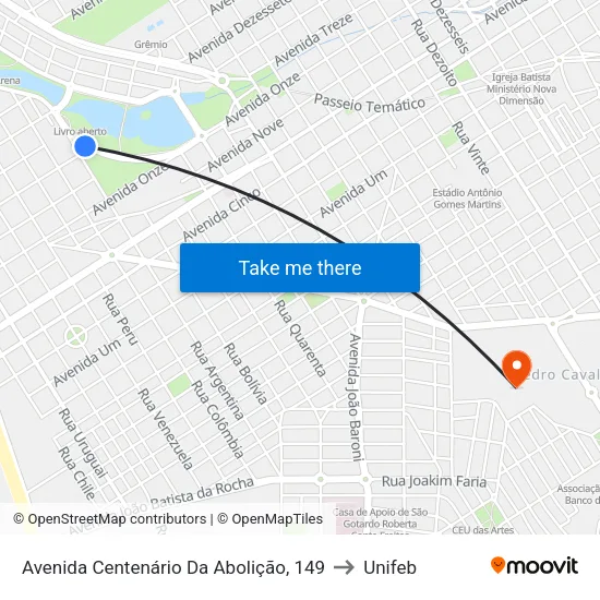 Avenida Centenário Da Abolição, 149 to Unifeb map