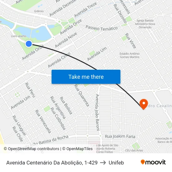 Avenida Centenário Da Abolição, 1-429 to Unifeb map